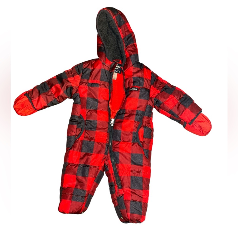 OSHKOSH B’gosh Red and Black Checkered baby Snowsuit 18 months
